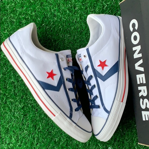 CONVERSE STAR PLAYER OX WHITE/NAVY/GUM RED MEN’S - Picture 15 of 16
